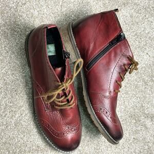 Remonte Burgundy Red Zippered Bootis Women's Steampunk Granny Leather 38 7.5